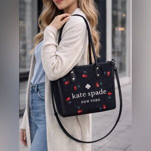 Kate Spade Black Tote with Cherry Embroidery